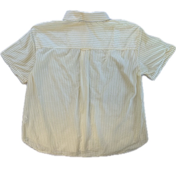 Lafayette 148 Top Yellow/White Striped Short Sleeve Button Down Shirt L - Picture 6 of 9
